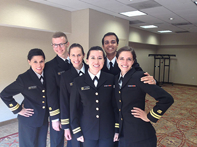 Mosites poses with her friends in uniform at the officer basic course.