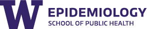 Horizontal UW Epidemiology logo. Purple text on white background. 
