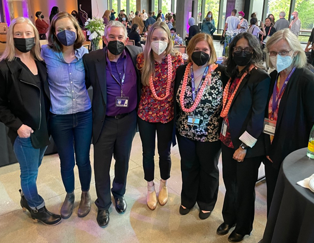 Group picture of Epi staff and faculty at the SPH Awards of Excellence: Tera Fegueroa, Anna Harrington, Stephen Hawes, Anna Larson, Cassie Atkinson-Edwards, Anjum Hajat, Lisa Manhart  